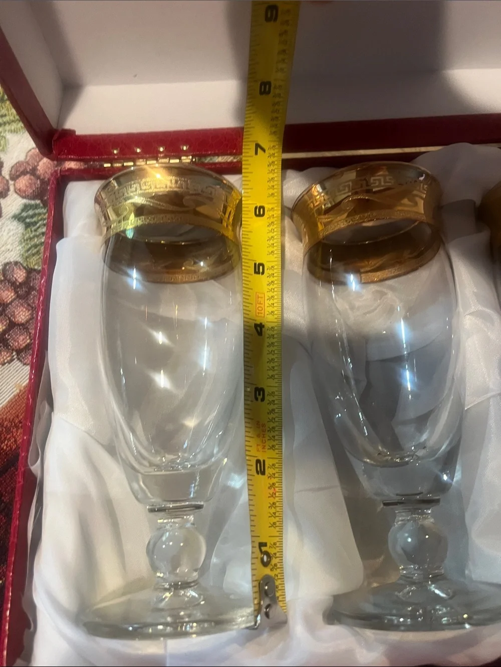 Set of 12 Cristalleria Fumo Gold-Rimmed Glasses